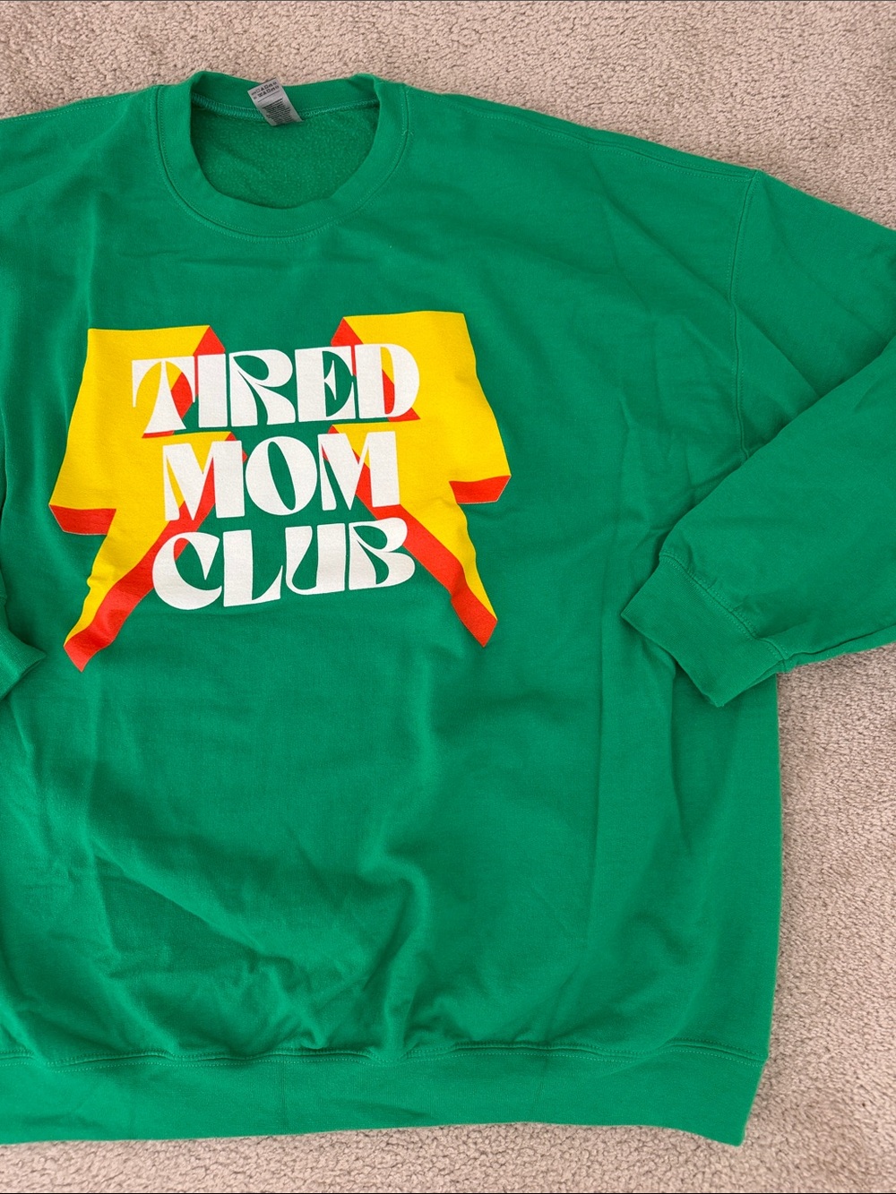 Green 'Tired Mom Club' Graphic Crewneck Sweatshirt